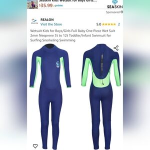 Wetsuit for kids size small fits kids 4-6 years old 35lbs-47lbs 2mm surf…